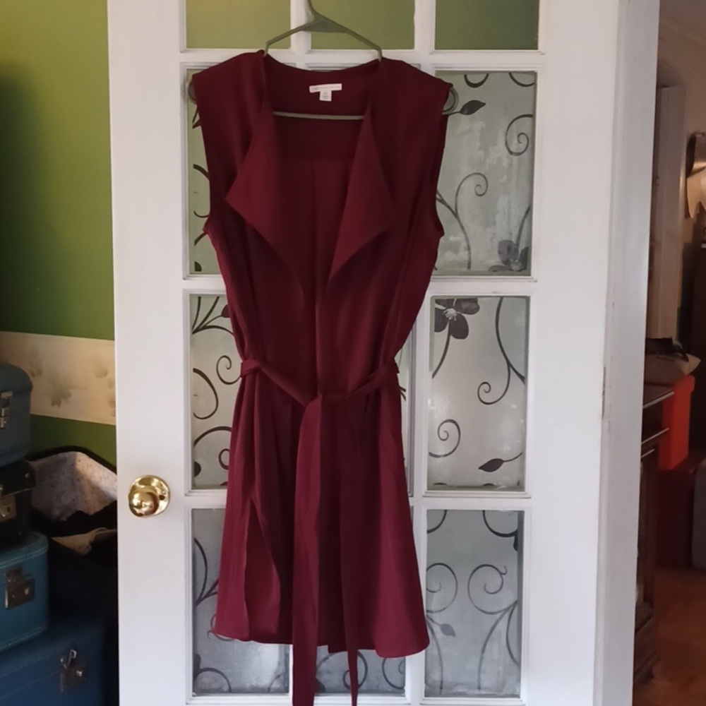 Cato long vest with belt women's size medium  wine color